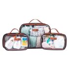 Kit com 3 Organizadores Usealce com tela transparente para organizar fraldas e roupinhas na mala do bebê.