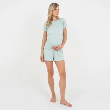 Pijama Curto  Maternidade Pistache