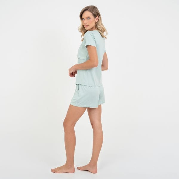 Pijama Curto  Maternidade Pistache - Imagem 3