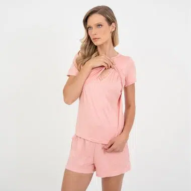 Pijama Curto  Maternidade Rose