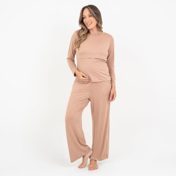 Pijama Longo Maternidade Cappuccino - Imagem 6