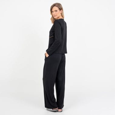 Pijama Longo Maternidade Preto