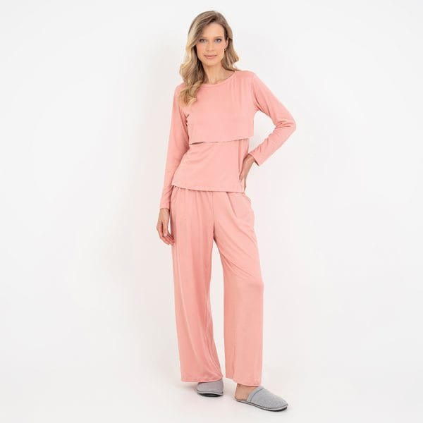 Pijama Longo Maternidade Rose - Imagem 2