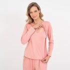 Pijama Longo Maternidade Rose