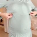 Pijama Longo Maternidade Pistache