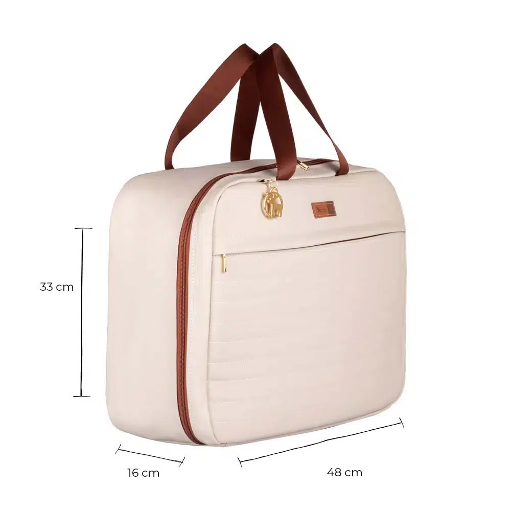 Mala Coleção Materna nude para organizar a maternidade com conforto e espaço para itens do bebê.