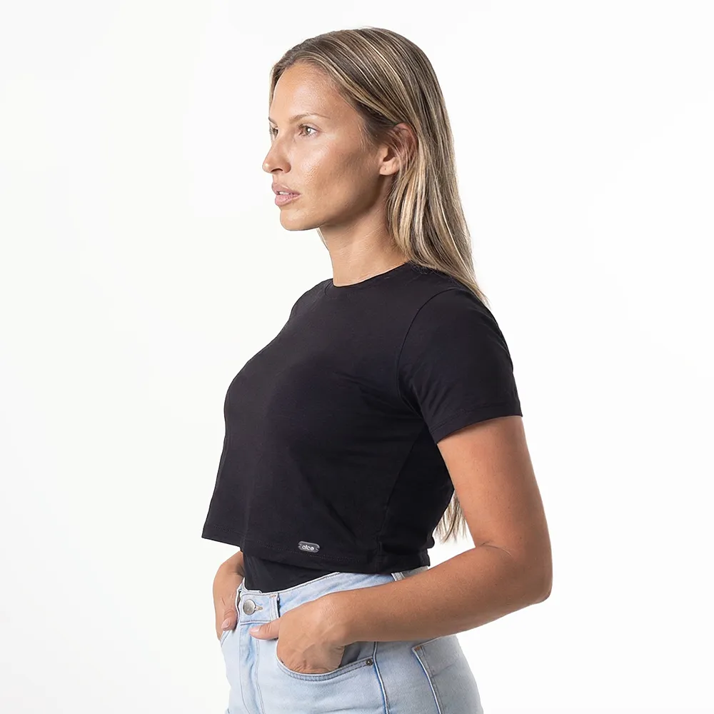 T-shirt Essencial Amamentação preta Use Alce. Blusinha para gestante e maternidade