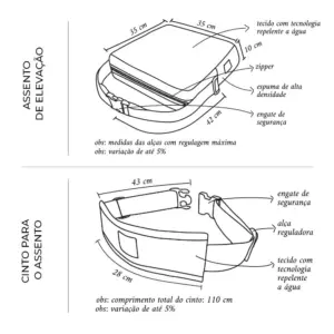 Assento De Alimentação Quadrado E Cinto Rosa