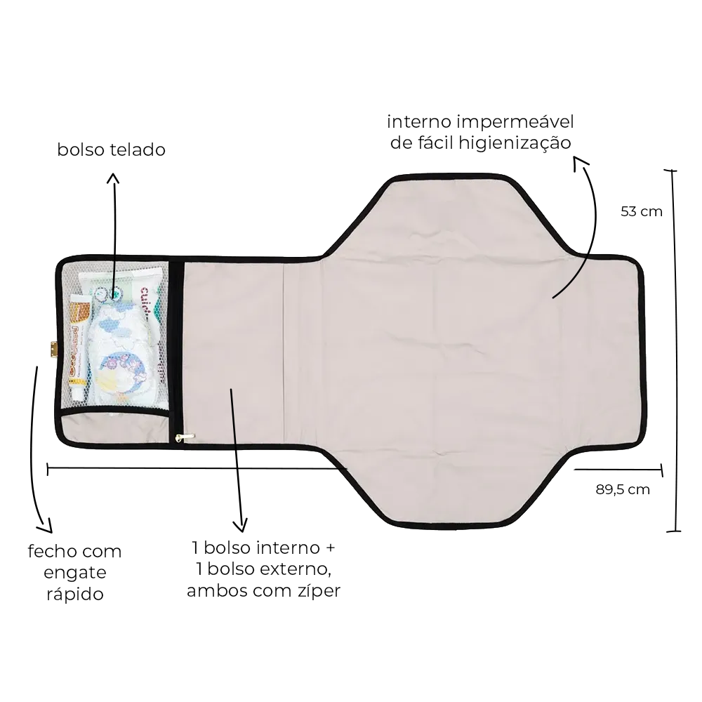 Trocador portátil Corah preto - informaçoes