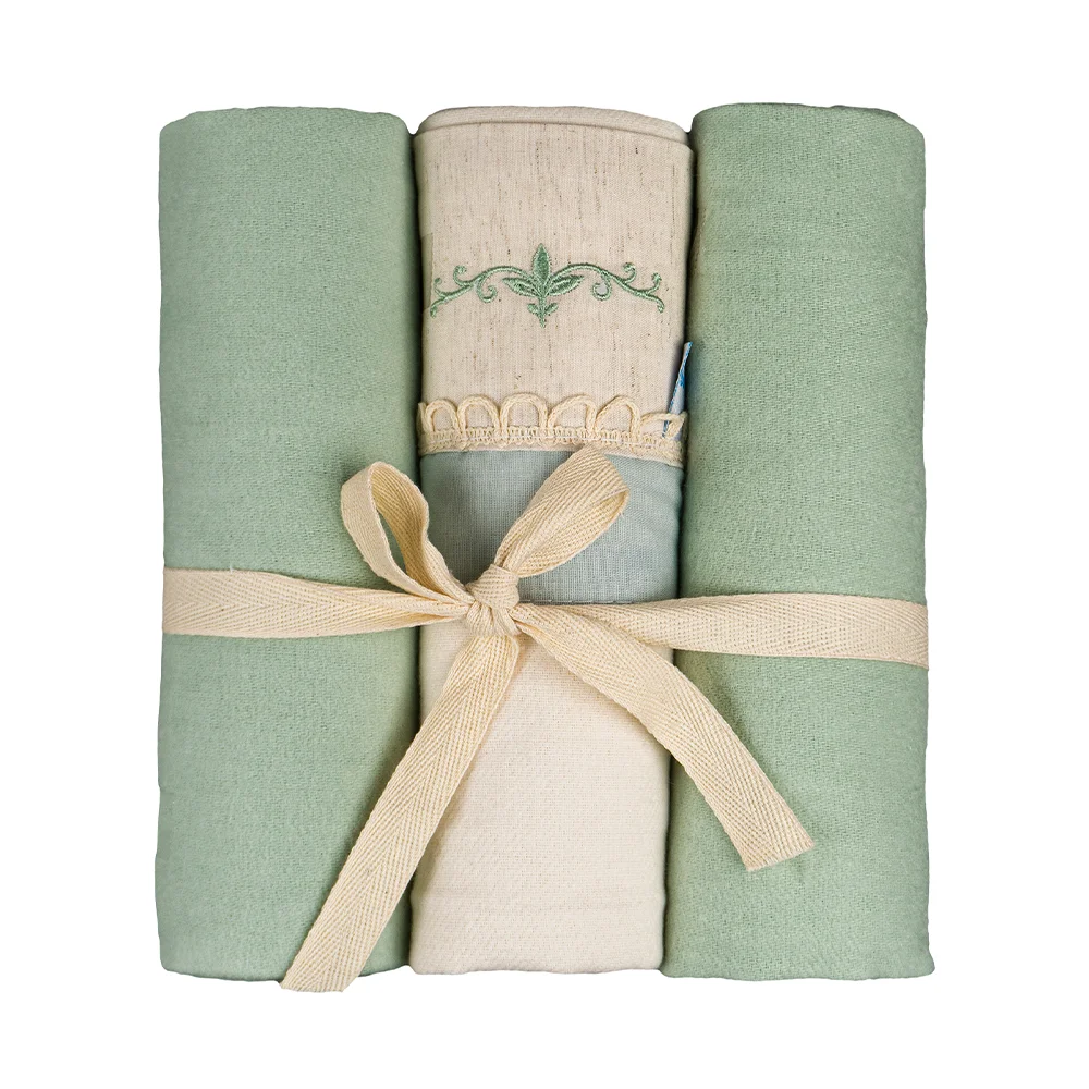 Kit 3 Cueiros Flanelados Essência - Arabesco Verde Kit 3 Cueiros Flanelados Essência - Arabesco Verde
