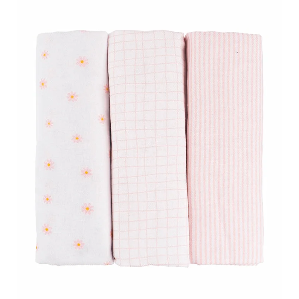 Kit 3 Cueiros Flanelados Ninho - Rosa Kit 3 Cueiros Flanelados Ninho - Rosa