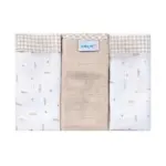 Kit 3 Panos de Boca Quadriculados Flechas - Bege
