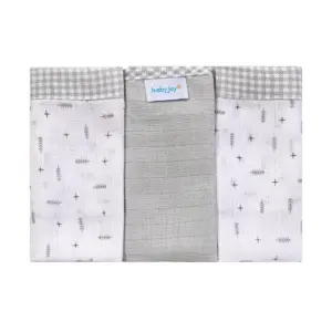 Kit 3 Panos de Boca Quadriculados Flechas - Cinza