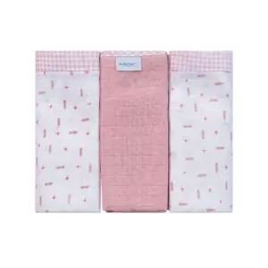 Kit 3 Panos de Boca Quadriculados Flechas - Rosa